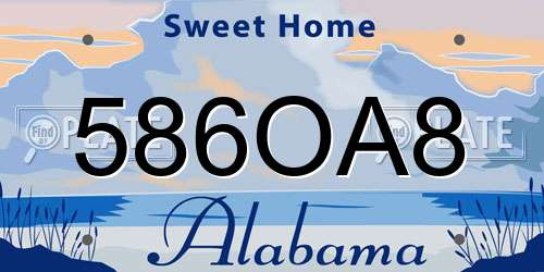 586OA8 Alabama License Plate
