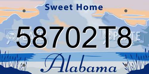 58702T8 Alabama License Plate