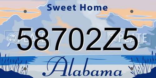 58702Z5 Alabama License Plate