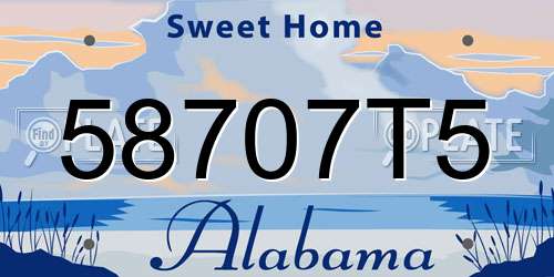 58707T5 Alabama License Plate