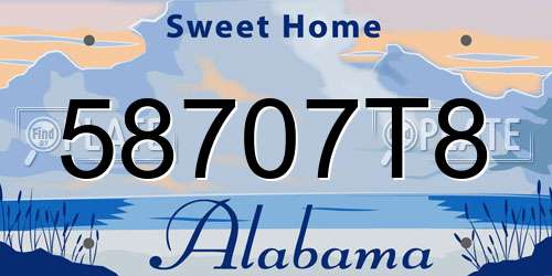 58707T8 Alabama License Plate