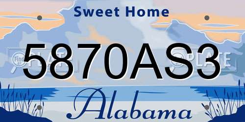 5870AS3 Alabama License Plate