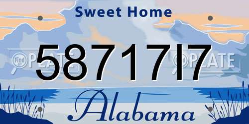 58717I7 Alabama License Plate