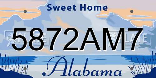 5872AM7 Alabama License Plate