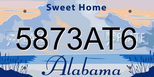 5873AT6 Alabama License Plate