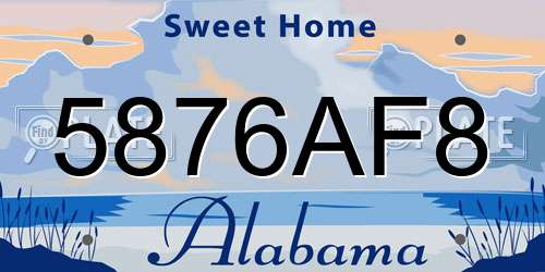5876AF8 Alabama License Plate
