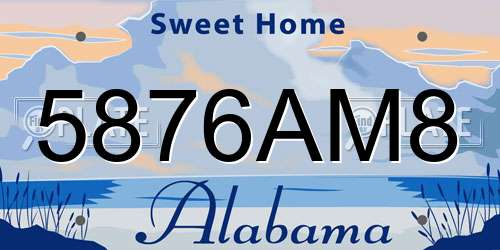 5876AM8 Alabama License Plate