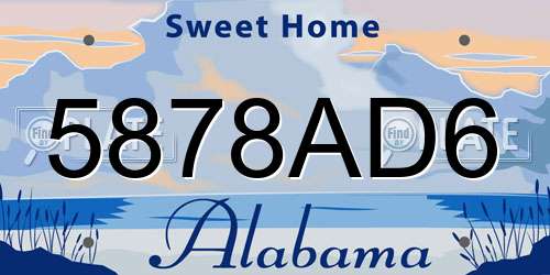 5878AD6 Alabama License Plate