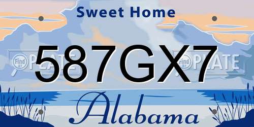 587GX7 Alabama License Plate