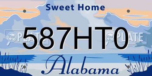 587HT0 Alabama License Plate