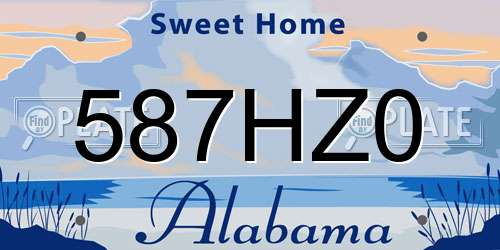 587HZ0 Alabama License Plate