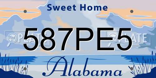 587PE5 Alabama License Plate