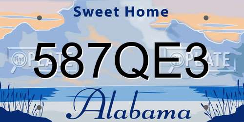 587QE3 Alabama License Plate