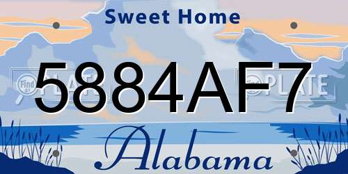 5884AF7 Alabama License Plate