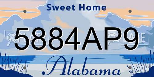 5884AP9 Alabama License Plate