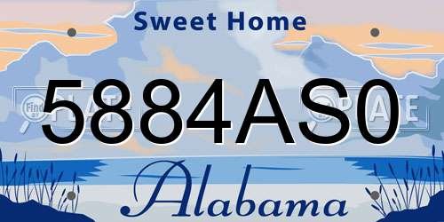 5884AS0 Alabama License Plate