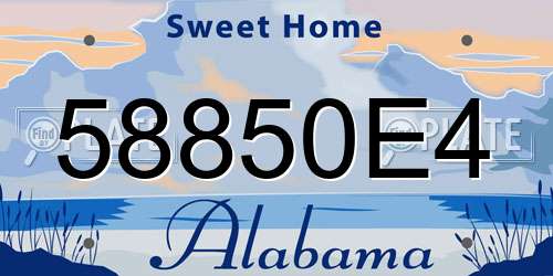 58850E4 Alabama License Plate