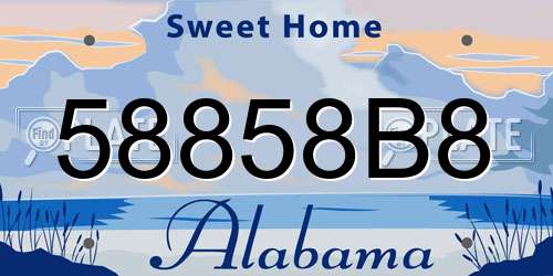 58858B8 Alabama License Plate