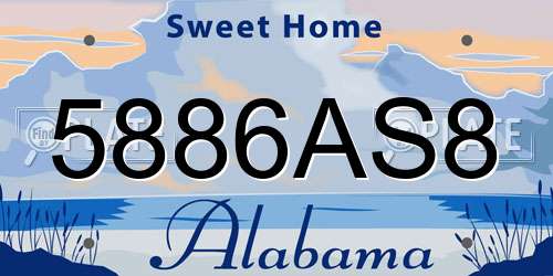 5886AS8 Alabama License Plate