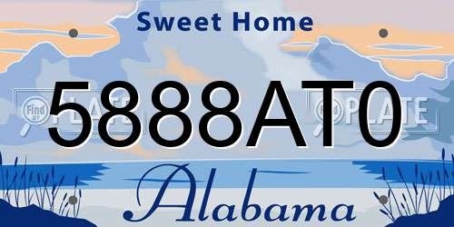 5888AT0 Alabama License Plate