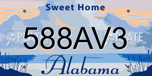 588AV3 Alabama License Plate