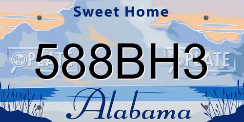 588BH3 Alabama License Plate