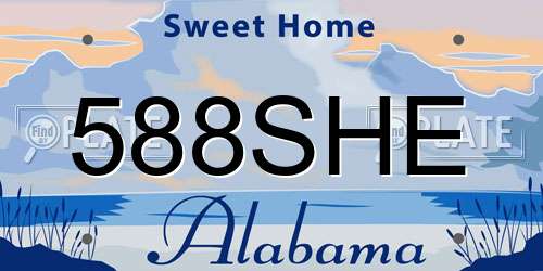588SHE Alabama License Plate
