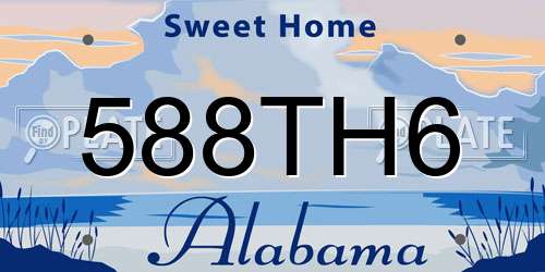 588TH6 Alabama License Plate