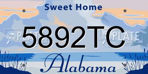 5892TC Alabama License Plate