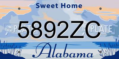 5892ZC Alabama License Plate