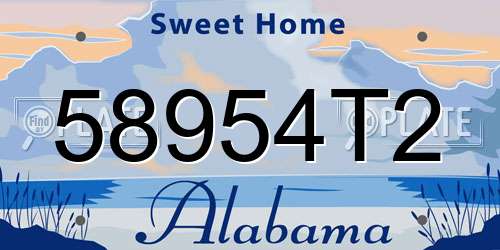 58954T2 Alabama License Plate