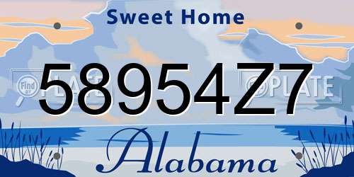 58954Z7 Alabama License Plate