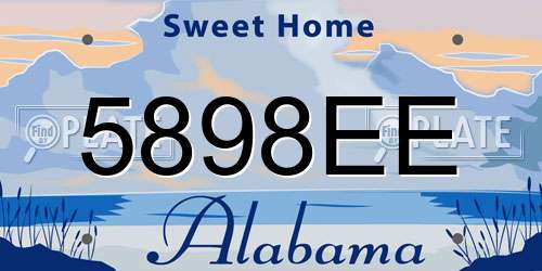 5898EE Alabama License Plate