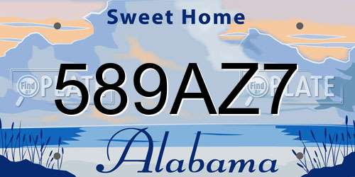 589AZ7 Alabama License Plate