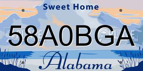 58A0BGA Alabama License Plate