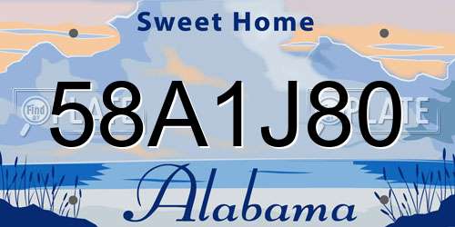 58A1J80 Alabama License Plate