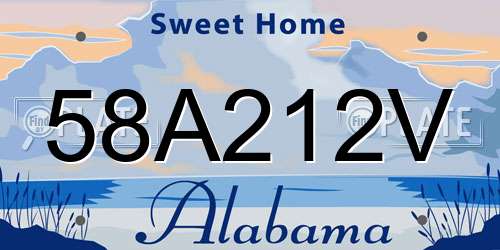 58A212V Alabama License Plate
