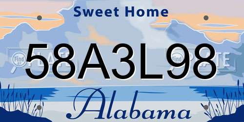 58A3L98 Alabama License Plate