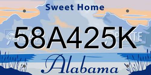 58A425K Alabama License Plate