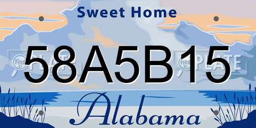 58A5B15 Alabama License Plate