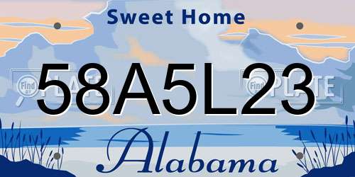 58A5L23 Alabama License Plate