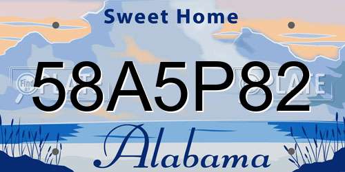 58A5P82 Alabama License Plate