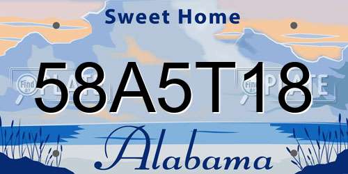 58A5T18 Alabama License Plate