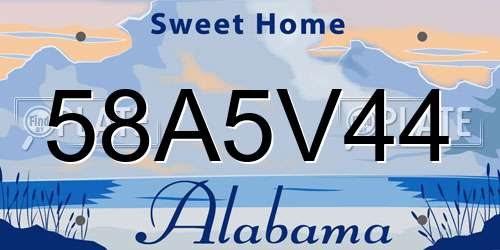 58A5V44 Alabama License Plate