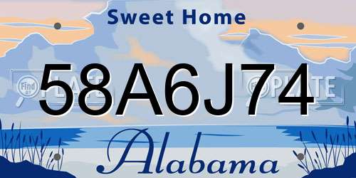 58A6J74 Alabama License Plate