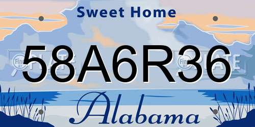 58A6R36 Alabama License Plate