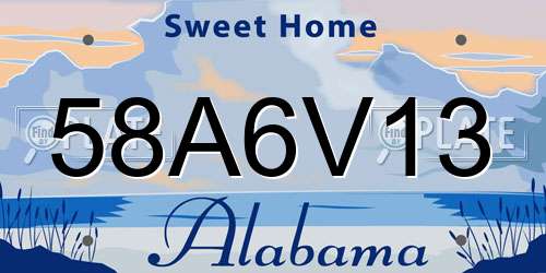 58A6V13 Alabama License Plate