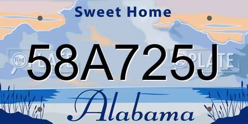 58A725J Alabama License Plate