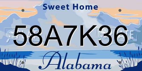 58A7K36 Alabama License Plate