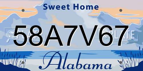 58A7V67 Alabama License Plate